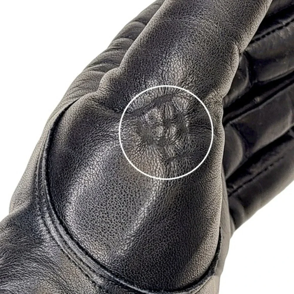 Black Leather Knit Winter Womens Gloves Small